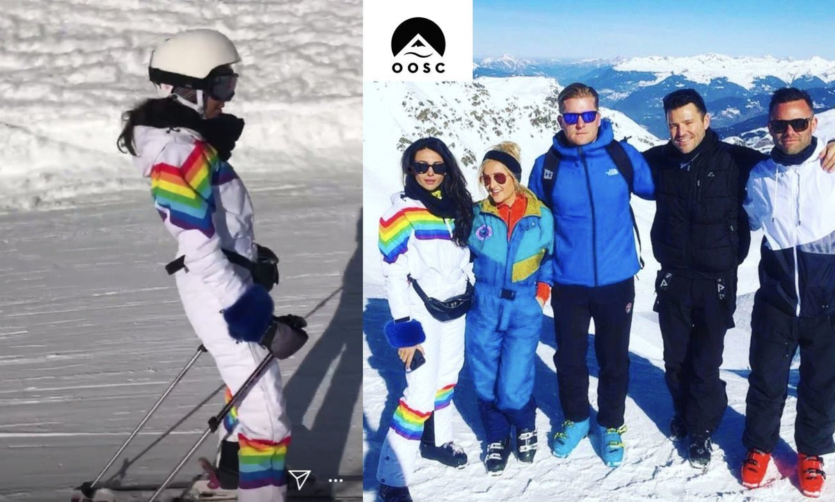 Michelle Keegan Wearing Our Rainbow Road Ski Suit - OOSC Clothing - USA
