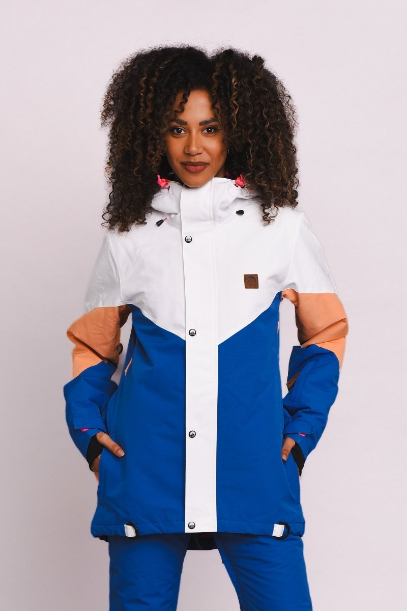 1080 Women s Ski Snowboard Jacket Pastel Peach White Blue