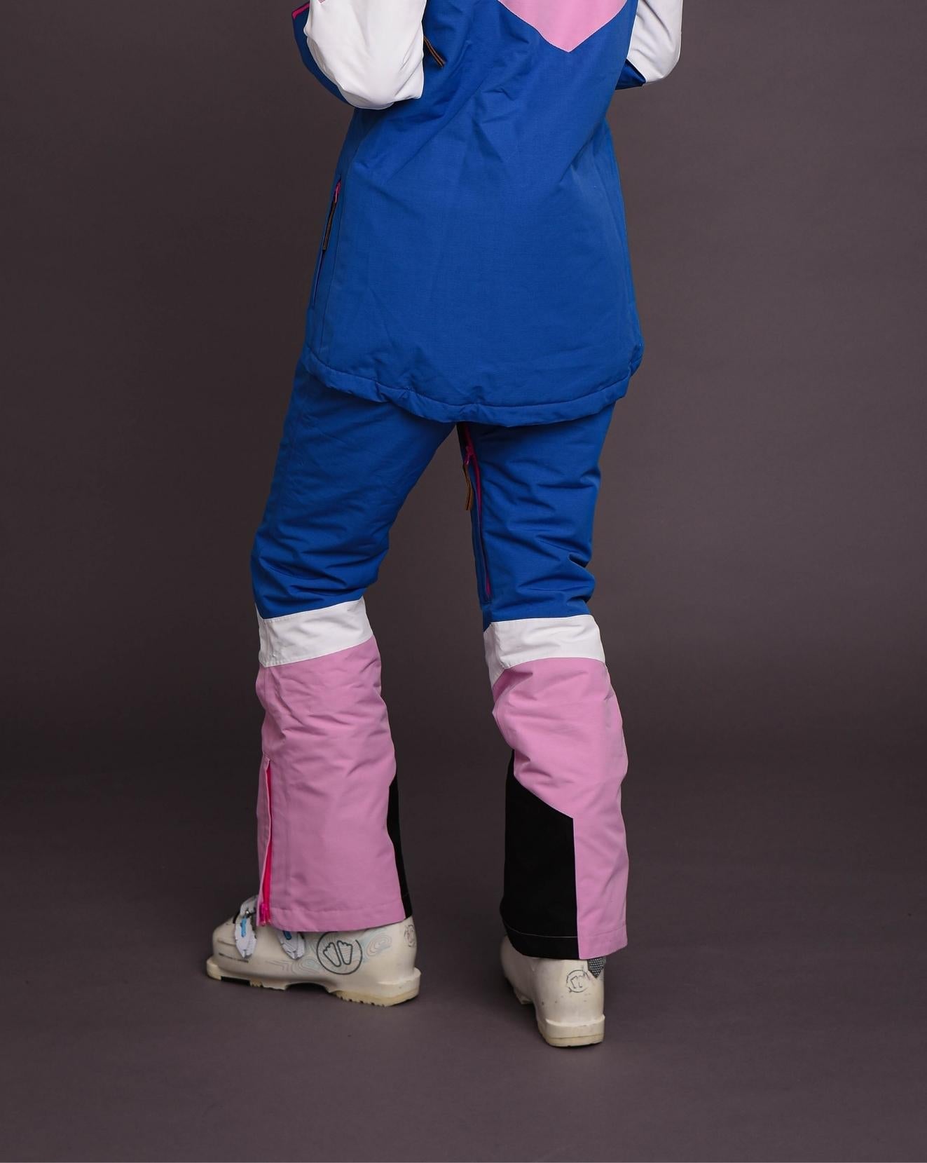 1080 Women's Ski & Snowboard Pant - Pastel Pink, White & Blue - OOSC Clothing - USA