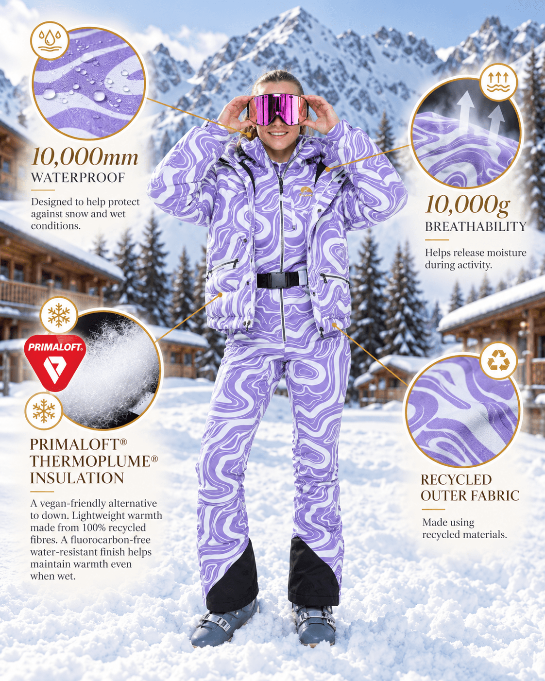 Chic Puffer Jacket - Amethyst Wave - OOSC Clothing - USA