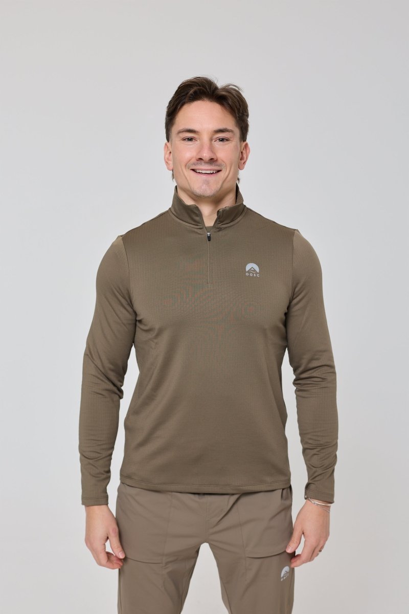 Elite Activewear 1/4 Zip Top - Khaki - OOSC Clothing - USA