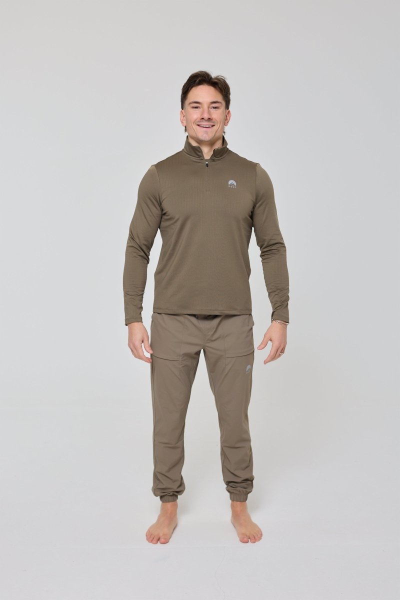 Elite Activewear 1/4 Zip Top - Khaki - OOSC Clothing - USA