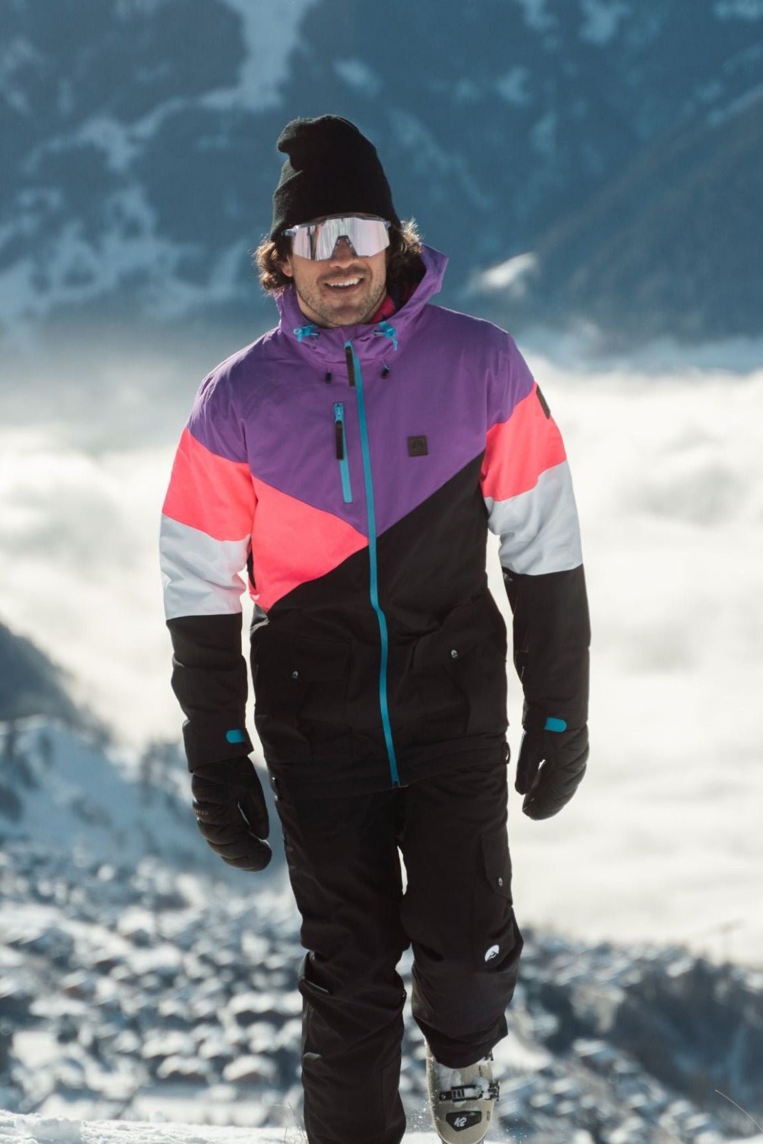 Fresh Pow Men s Ski Snowboard Jacket Neon Pink Purple Black