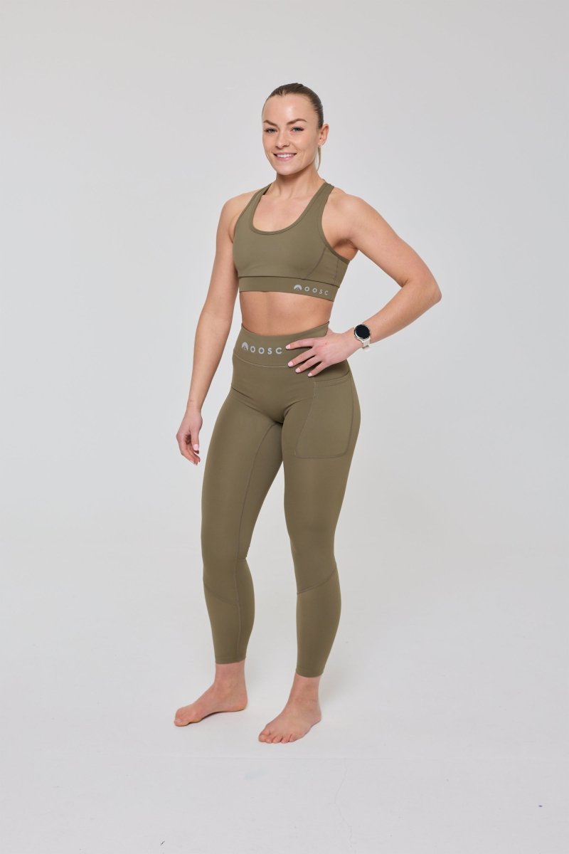 Infinite High Waisted Leggings - Khaki - OOSC Clothing - USA