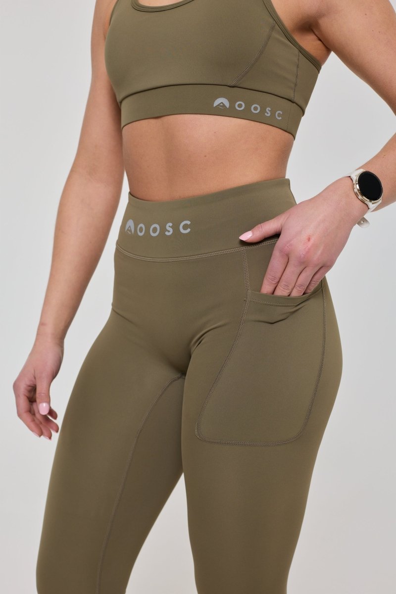 Infinite High Waisted Leggings - Khaki - OOSC Clothing - USA
