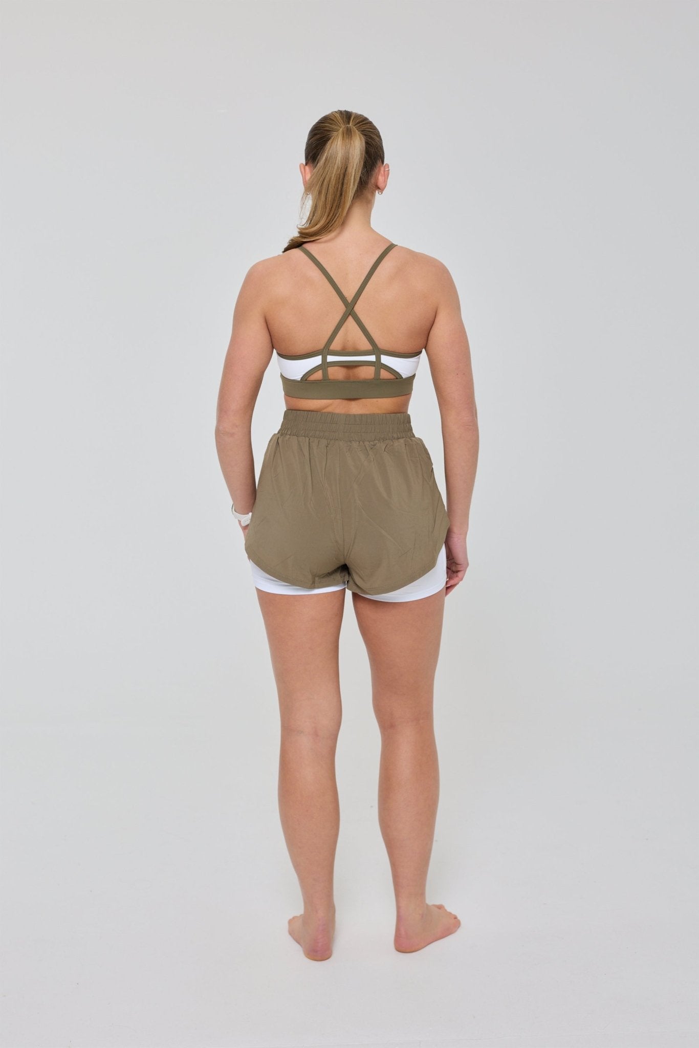 Medium Support Infinite Sports Bra - Khaki - OOSC Clothing - USA