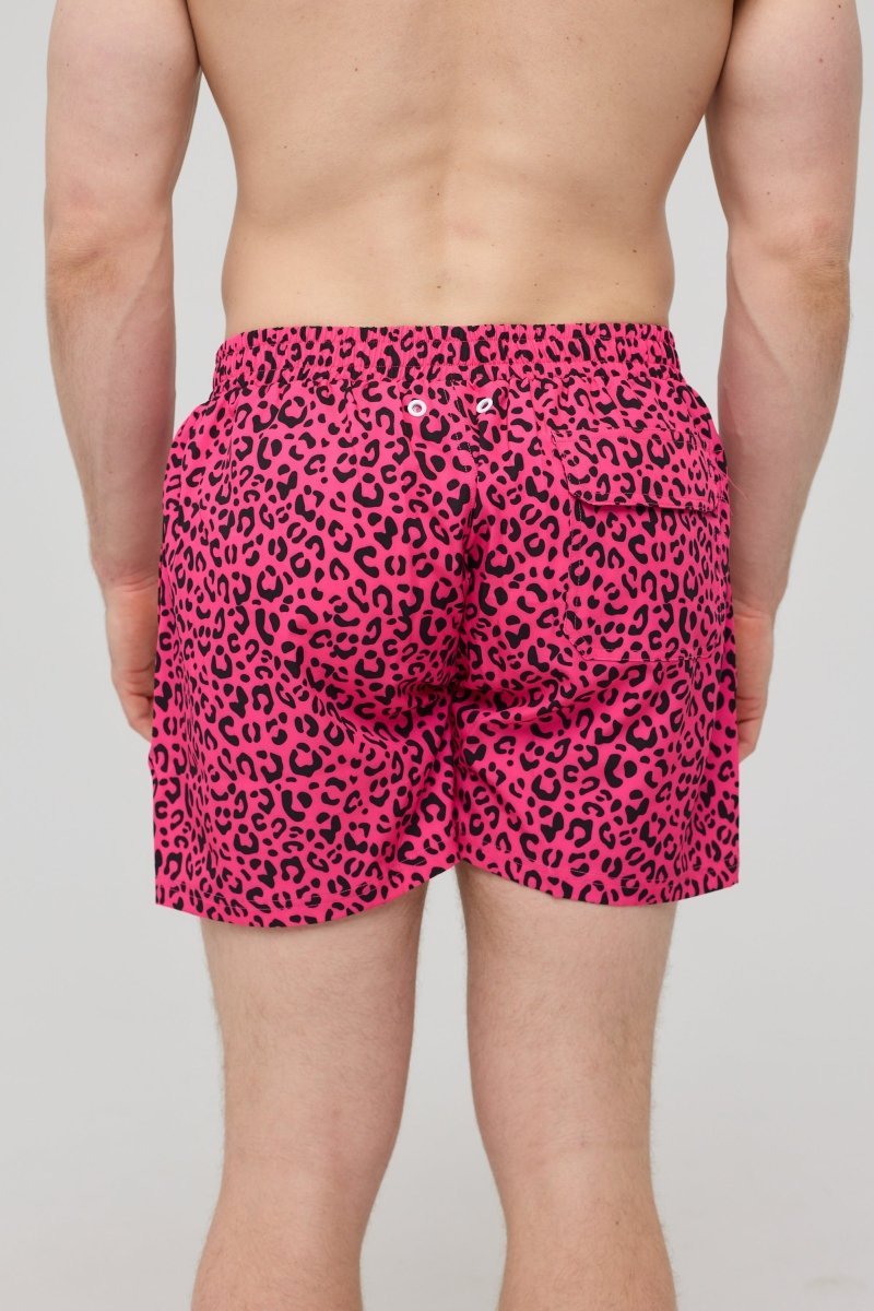Pink Leopard Men's Swim Shorts - OOSC Clothing - USA