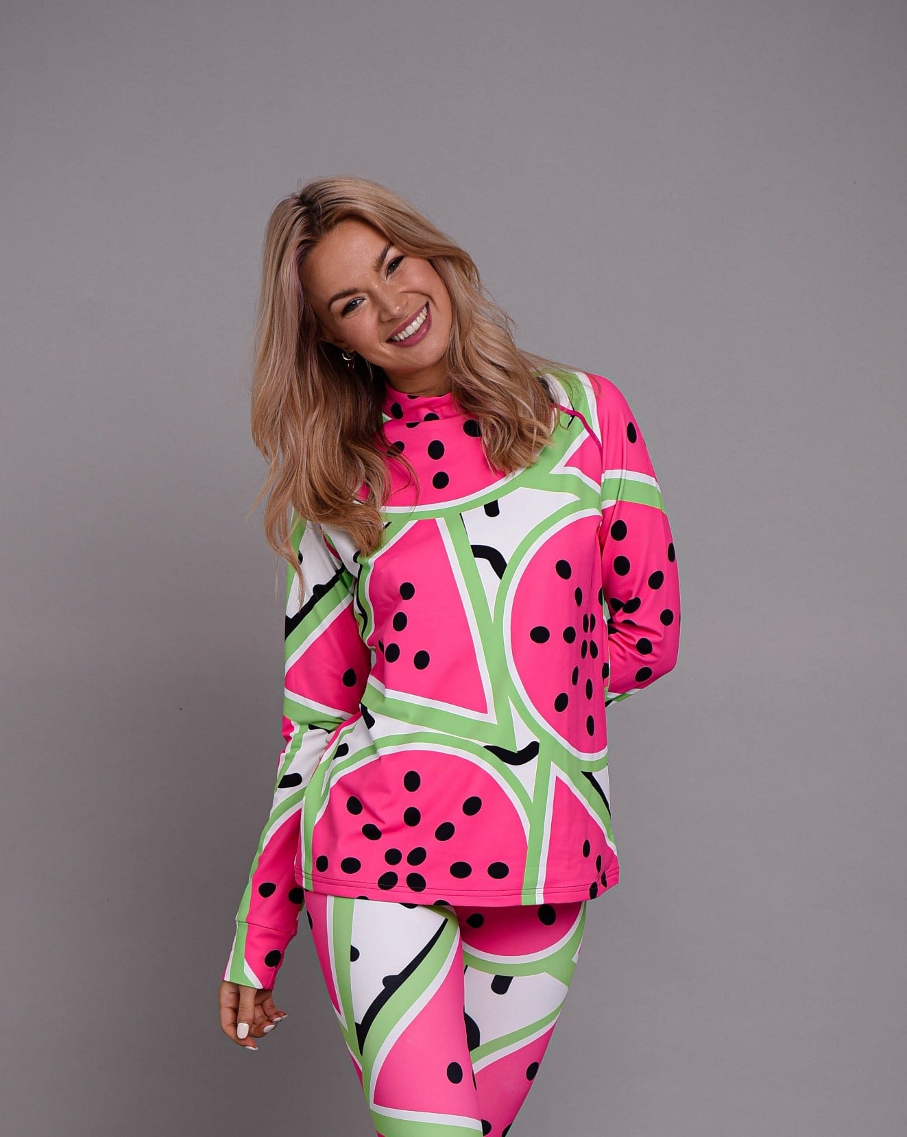 Watermelon Women's Pink Base Layer Top - OOSC Clothing - USA