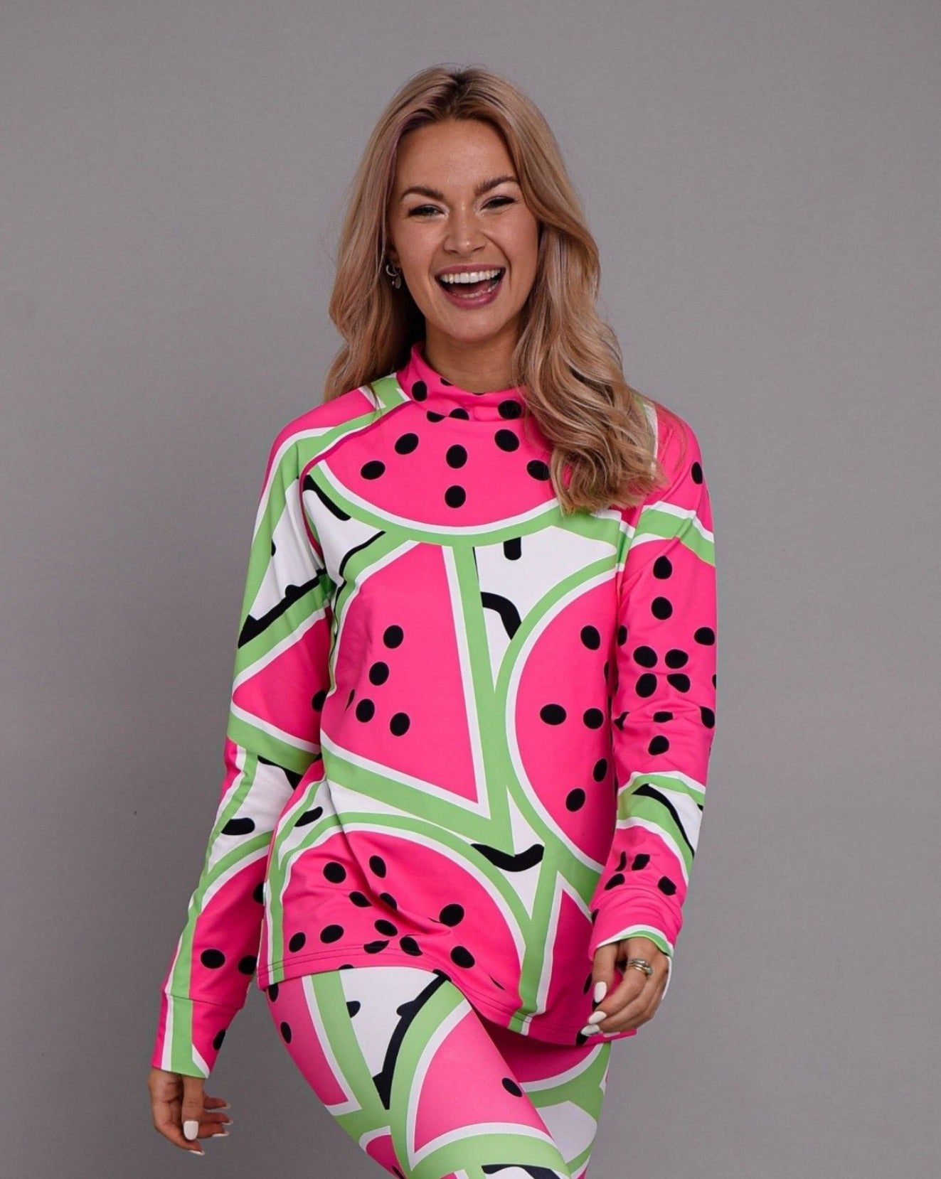 Watermelon Women's Pink Base Layer Top - OOSC Clothing - USA