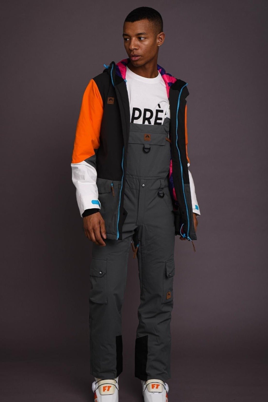 Yeh Man Men's Ski & Snowboard Bib Pant - Grey - OOSC Clothing - USA