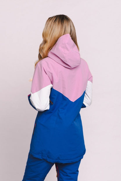 1080 Women's Ski & Snowboard Jacket - Pastel Pink, White & Blue - OOSC Clothing - USA