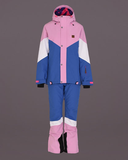 1080 Women's Ski & Snowboard Jacket - Pastel Pink, White & Blue - OOSC Clothing - USA