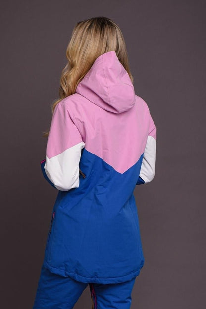 1080 Women's Ski & Snowboard Jacket - Pastel Pink, White & Blue - OOSC Clothing - USA