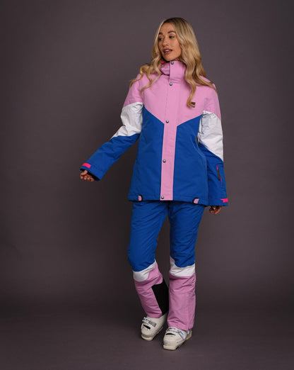 1080 Women's Ski & Snowboard Jacket - Pastel Pink, White & Blue - OOSC Clothing - USA