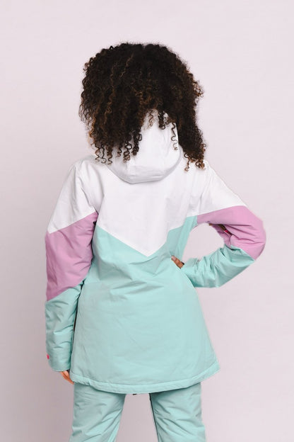 1080 Women's Ski & Snowboard Jacket - Pastel Pink, White & Pastel Mint - OOSC Clothing - USA