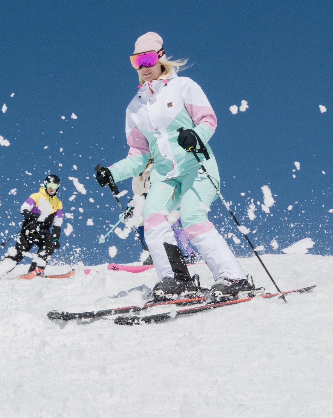 1080 Women's Ski & Snowboard Jacket - Pastel Pink, White & Pastel Mint - OOSC Clothing - USA