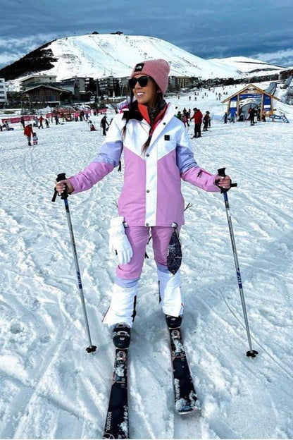 1080 Women's Ski & Snowboard Jacket - Pastel Pink, White & Pastel Purple - OOSC Clothing - USA