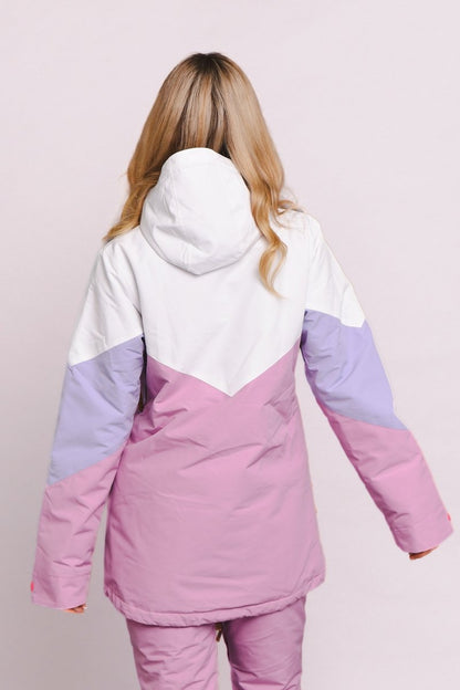 1080 Women's Ski & Snowboard Jacket - Pastel Pink, White & Pastel Purple - OOSC Clothing - USA