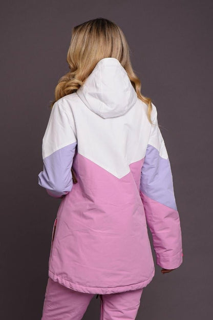 1080 Women's Ski & Snowboard Jacket - Pastel Pink, White & Pastel Purple - OOSC Clothing - USA