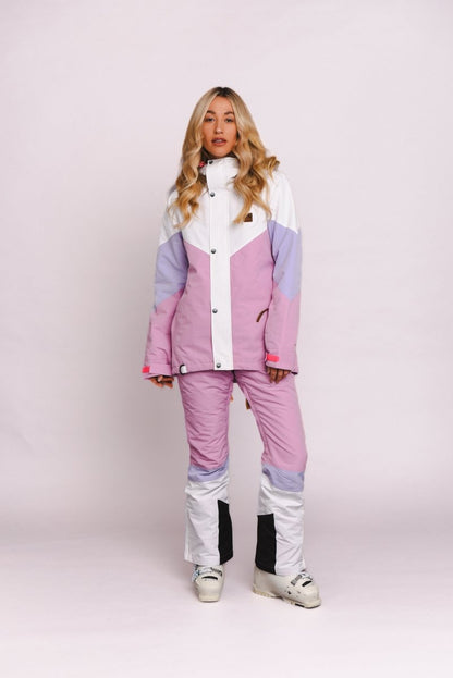 1080 Women's Ski & Snowboard Jacket - Pastel Pink, White & Pastel Purple - OOSC Clothing - USA