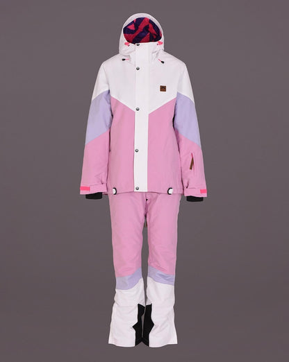 1080 Women's Ski & Snowboard Jacket - Pastel Pink, White & Pastel Purple - OOSC Clothing - USA