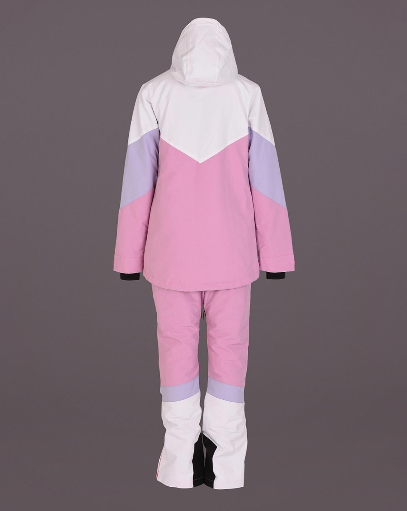 1080 Women's Ski & Snowboard Jacket - Pastel Pink, White & Pastel Purple - OOSC Clothing - USA