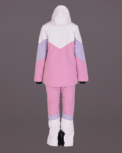 1080 Women's Ski & Snowboard Jacket - Pastel Pink, White & Pastel Purple - OOSC Clothing - USA