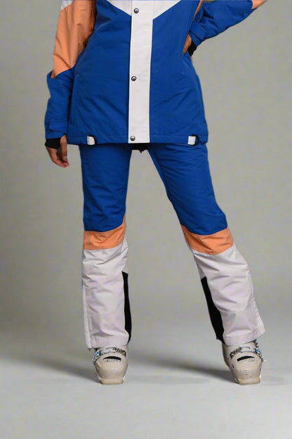 1080 Women's Ski & Snowboard Pant - Pastel Peach, White & Blue - OOSC Clothing - USA