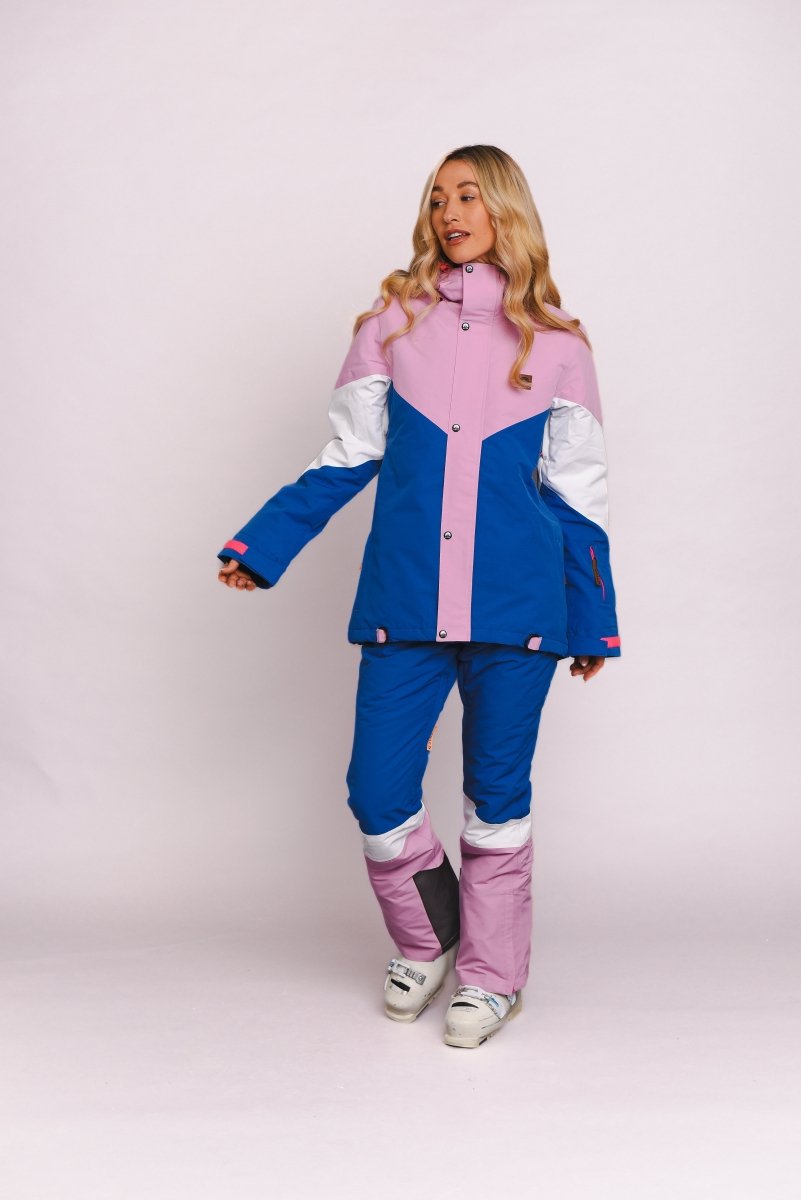 1080 Women's Ski & Snowboard Pant - Pastel Pink, White & Blue - OOSC Clothing - USA