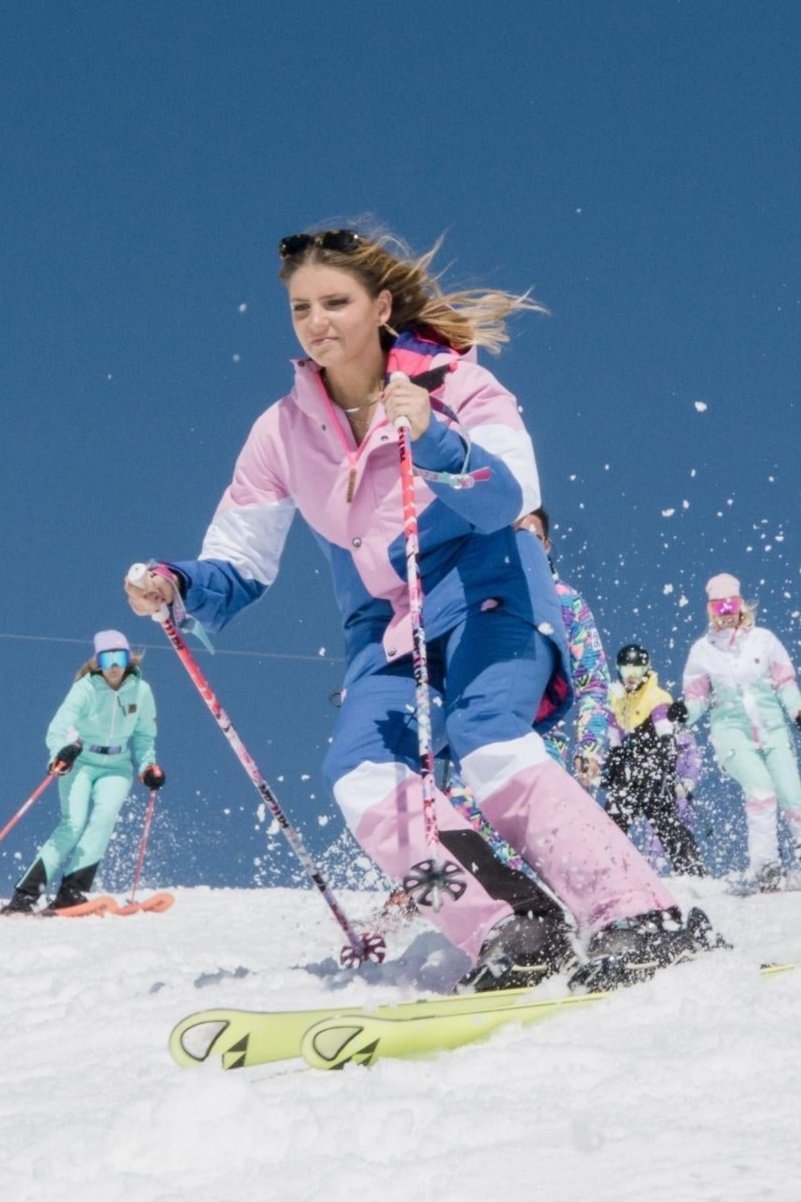 1080 Women's Ski & Snowboard Pant - Pastel Pink, White & Blue - OOSC Clothing - USA