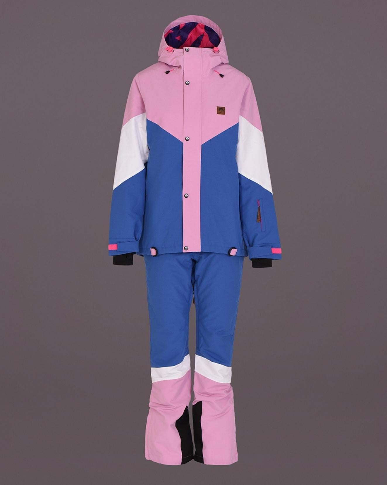 1080 Women's Ski & Snowboard Pant - Pastel Pink, White & Blue - OOSC Clothing - USA