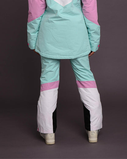 1080 Women's Ski & Snowboard Pant - Pastel Pink, White & Pastel Mint - OOSC Clothing - USA