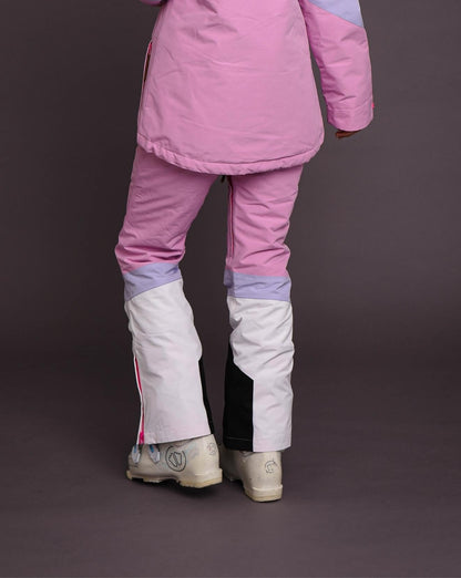 1080 Women's Ski & Snowboard Pant - Pastel Pink, White & Pastel Purple - OOSC Clothing - USA