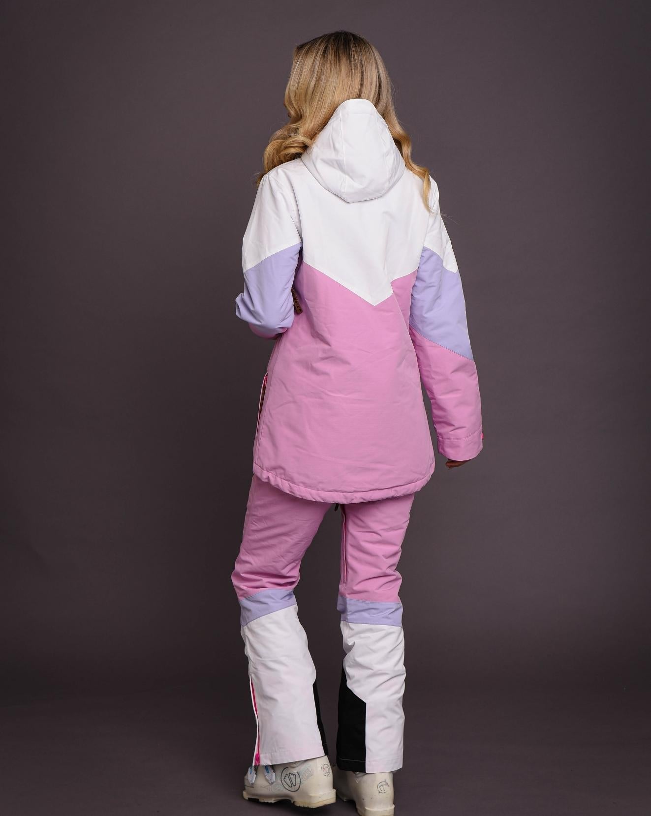 1080 Women's Ski & Snowboard Pant - Pastel Pink, White & Pastel Purple - OOSC Clothing - USA