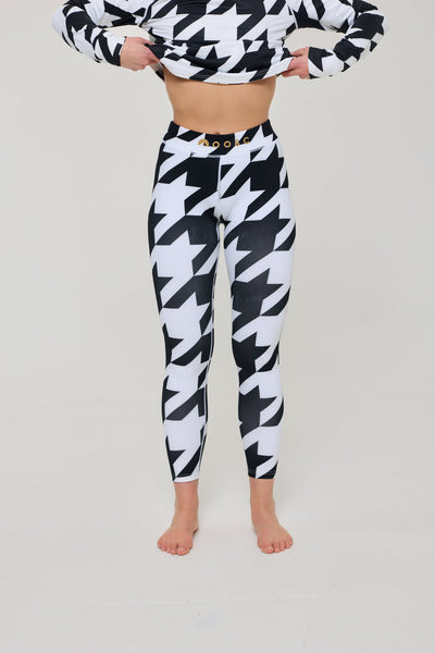 Baselayer Leggings - Black & White Houndstooth Women's