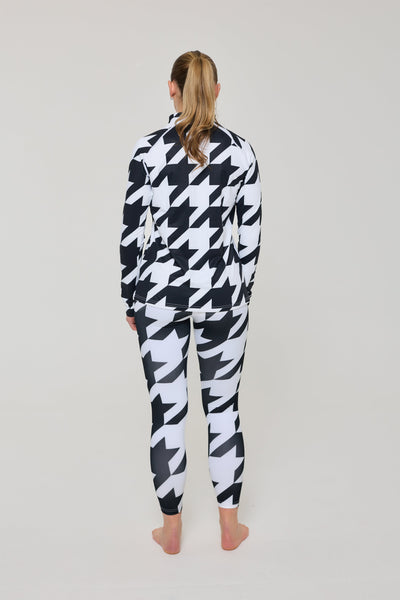Black & White Houndstooth Women's Baselayer Top