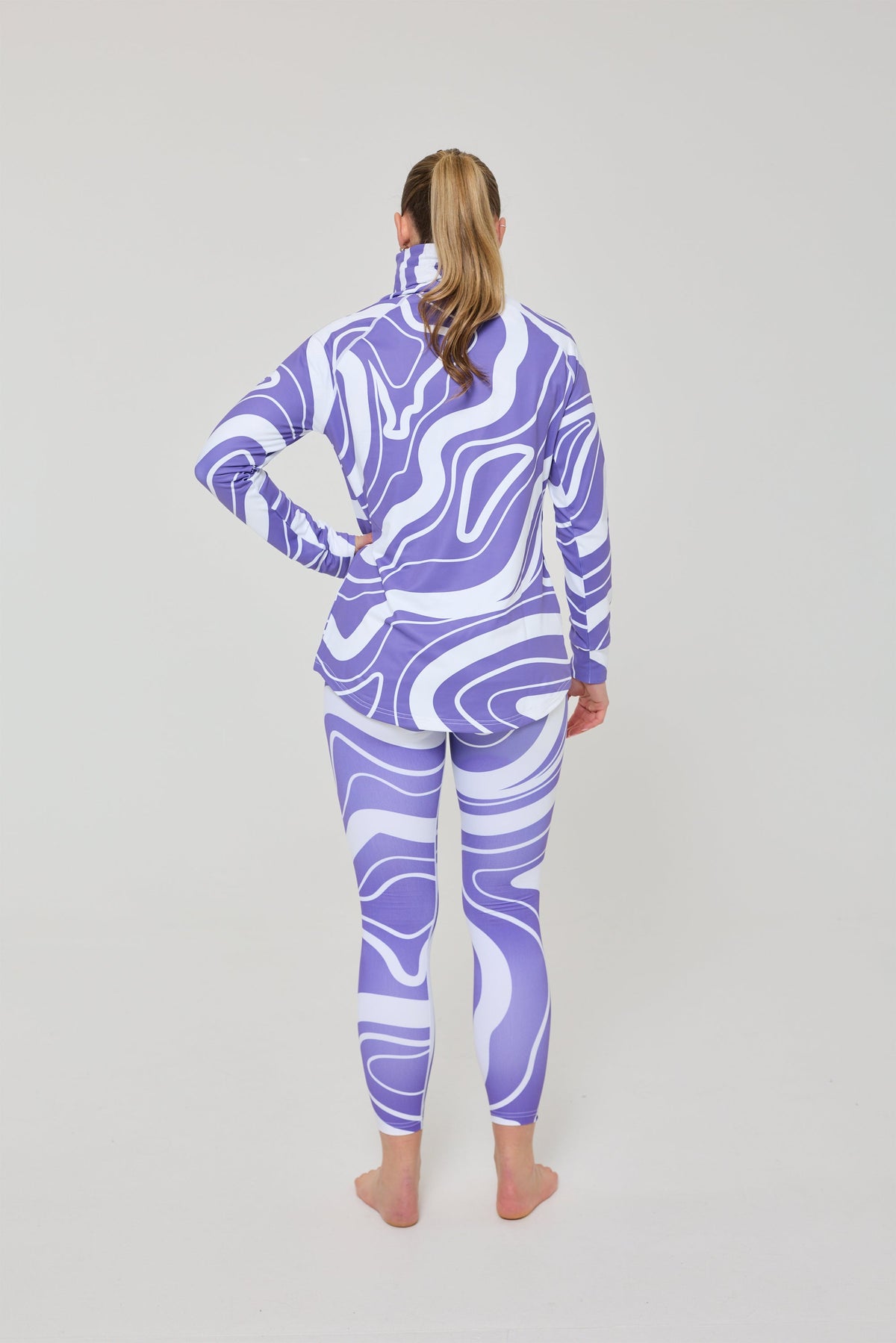 Purple Swirl Women's High Neck Baselayer Top