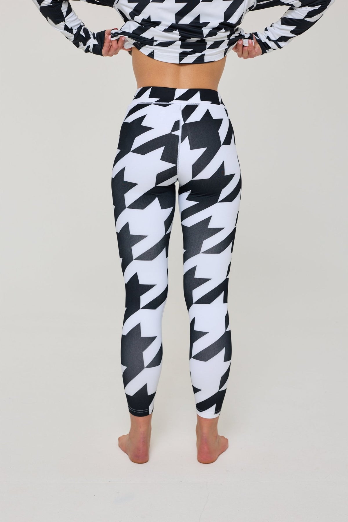 Baselayer Leggings - Black & White Houndstooth Women's - OOSC Clothing - USA