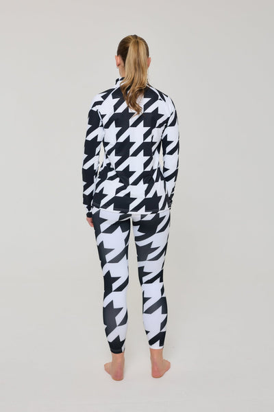 Baselayer Leggings - Black & White Houndstooth Women's - OOSC Clothing - USA