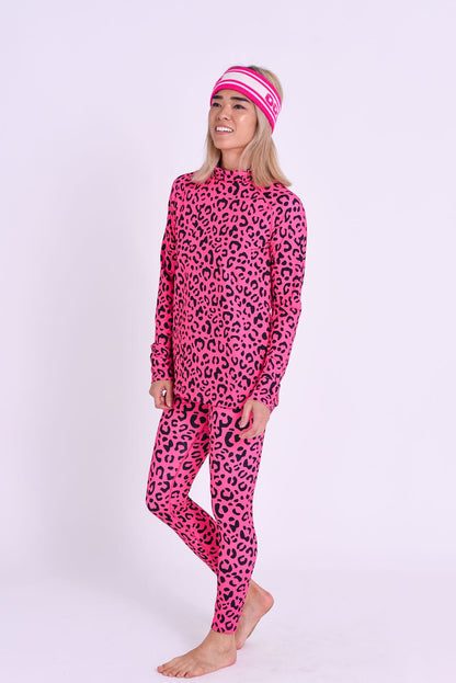 Baselayer Leggings - Hotel California Pink Leopard Women's - OOSC Clothing - USA