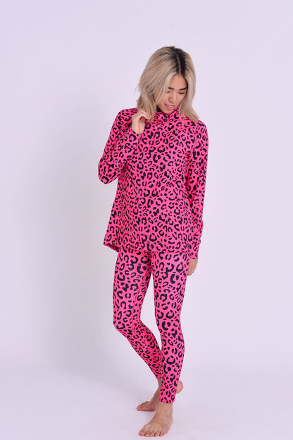 Baselayer Leggings - Hotel California Pink Leopard Women's - OOSC Clothing - USA