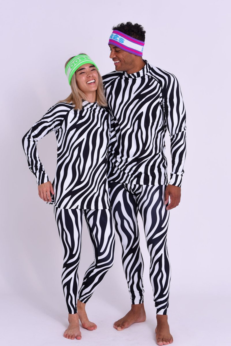 Men's Zebra Print Baselayer Top | Ski Thermals - OOSC Clothing