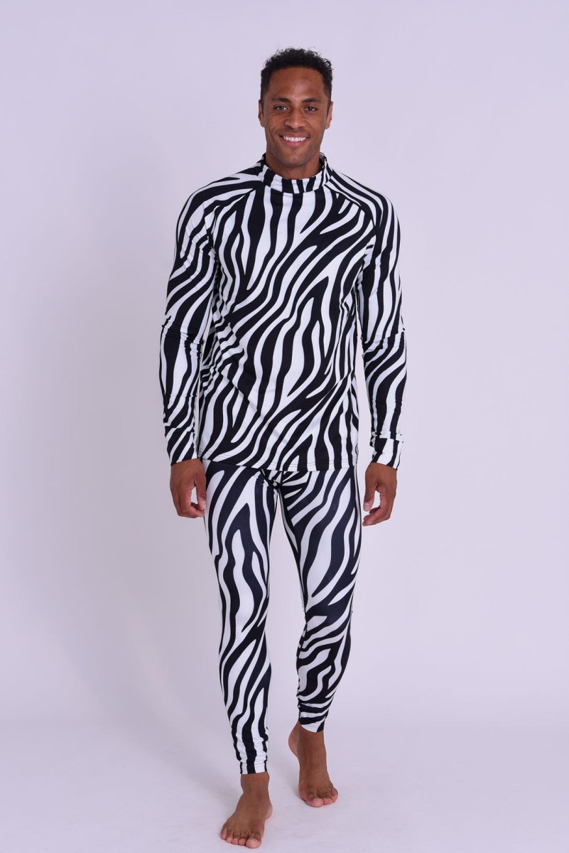 Men's Zebra Print Baselayer Top | Ski Thermals - OOSC Clothing