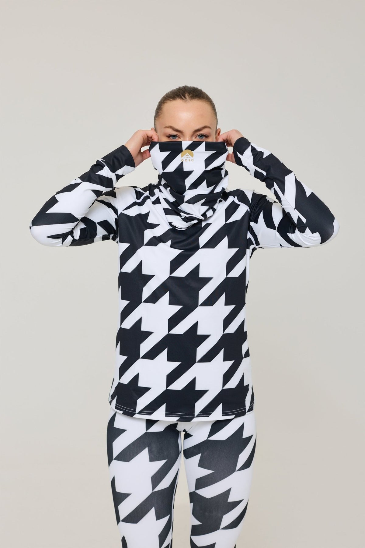 Black & White Houndstooth Neck Warmer - OOSC Clothing - USA