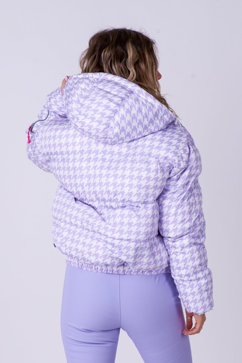 Chic Puffer Jacket - Purple Houndstooth - OOSC Clothing - USA