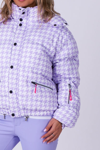 Chic Puffer Jacket - Purple Houndstooth - OOSC Clothing - USA