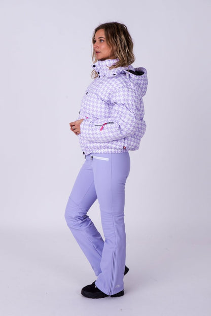 Chic Puffer Jacket - Purple Houndstooth - OOSC Clothing - USA