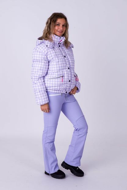 Chic Puffer Jacket - Purple Houndstooth - OOSC Clothing - USA