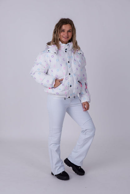 Chic Puffer Jacket - White OOSC Print - OOSC Clothing - USA