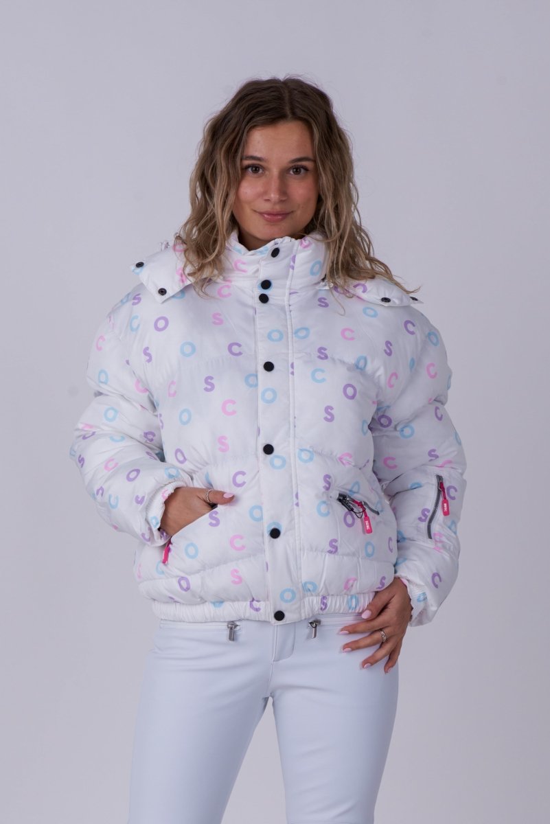 Chic Puffer Jacket - White OOSC Print - OOSC Clothing - USA